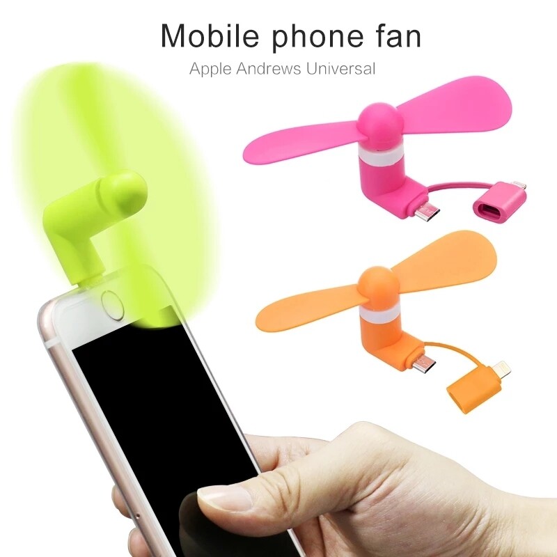 Portable mini phone fan (works with all Android and Apple phones)