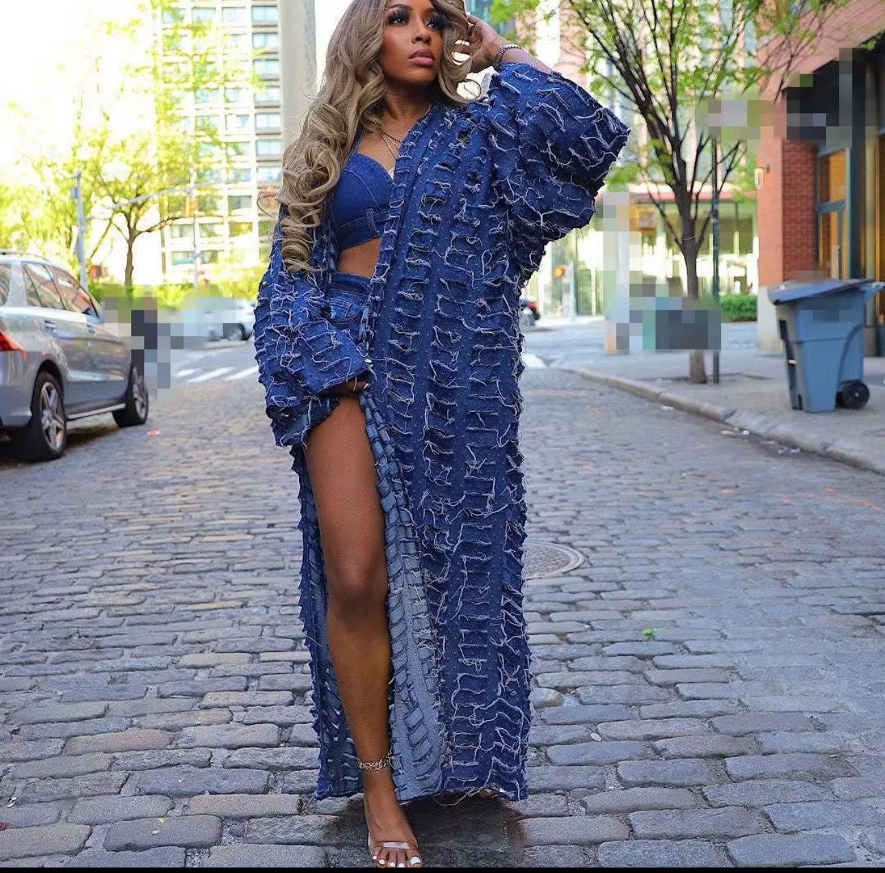 Jean cardigan, long jacket