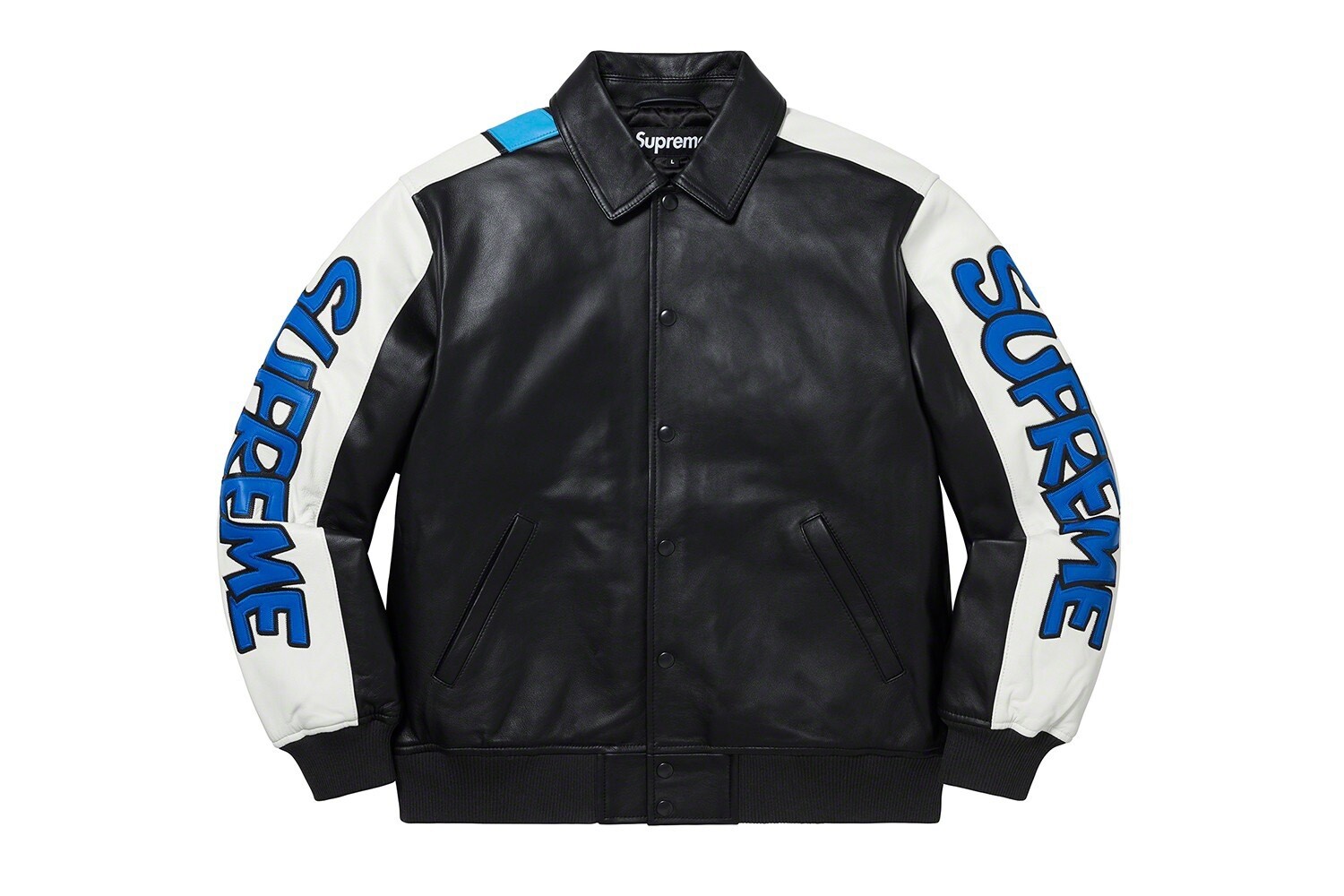 supreme leather varsity jacket