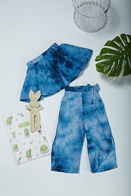 Blue Tie &amp; Die Tube Top with Pants