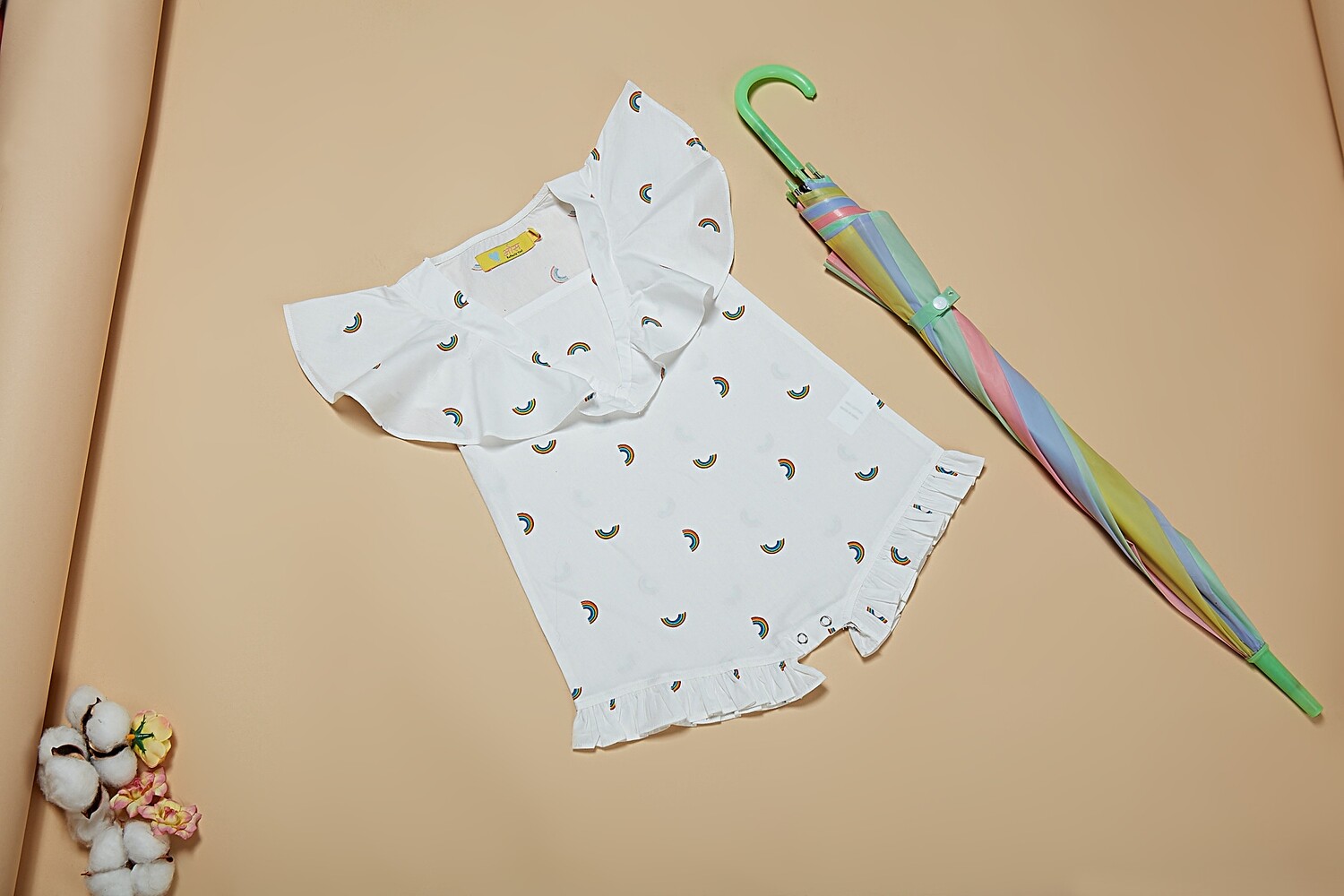 White Rainbow Print Dress