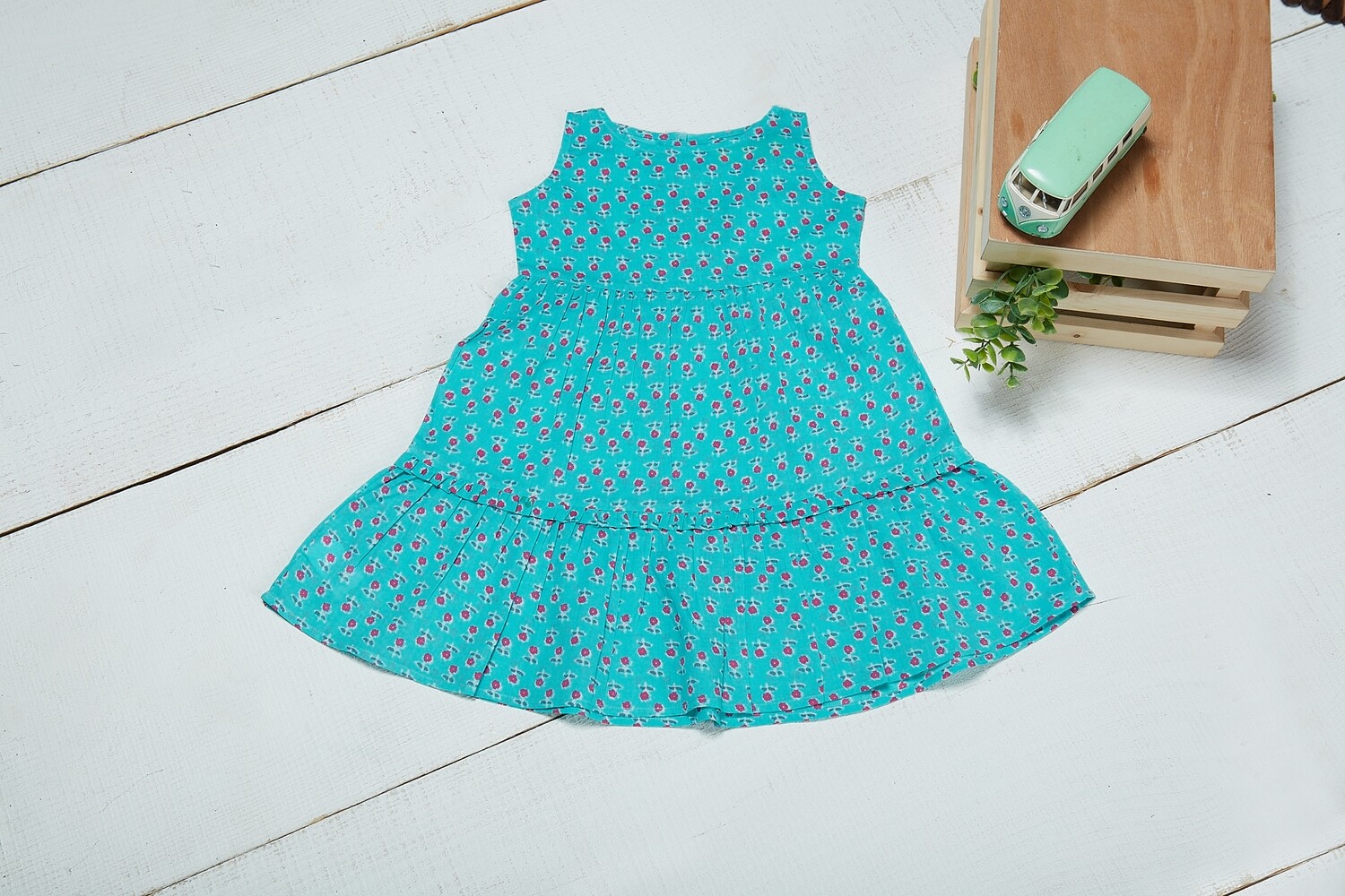 Teal Floral Printed Dress