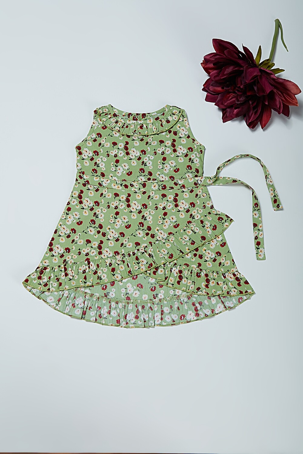 Pista Green Floral Dress