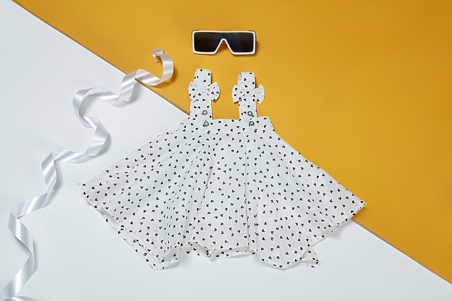 Black &amp; White Heart Print Bermuda Skirt