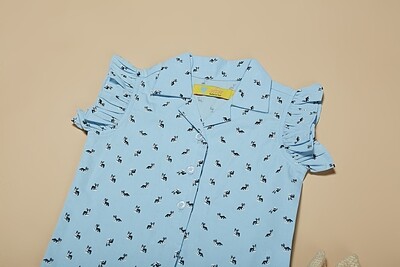 Blue Dog Print Top
