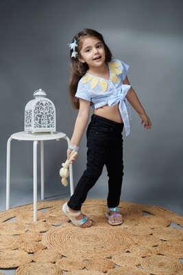 ONAS BLUE LEAF PRINTED PLAYSUIT