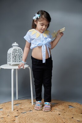 ONAS BLUE LEAF PRINTED PLAYSUIT