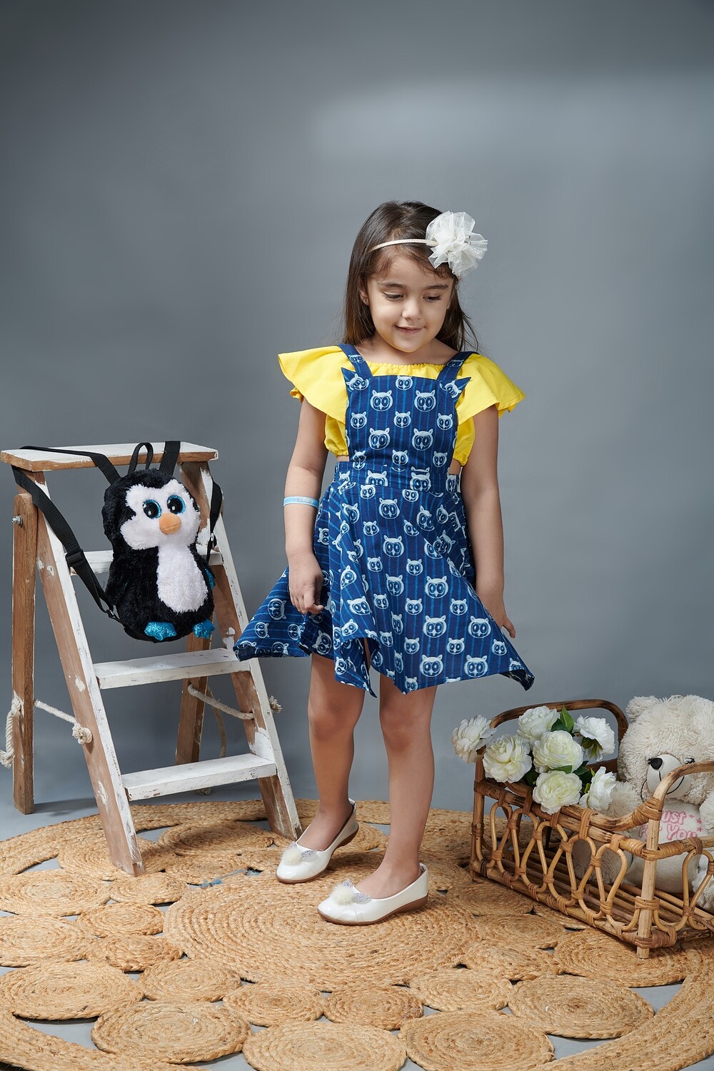 ONAS OWL PRINT DUNGREE DRESS
