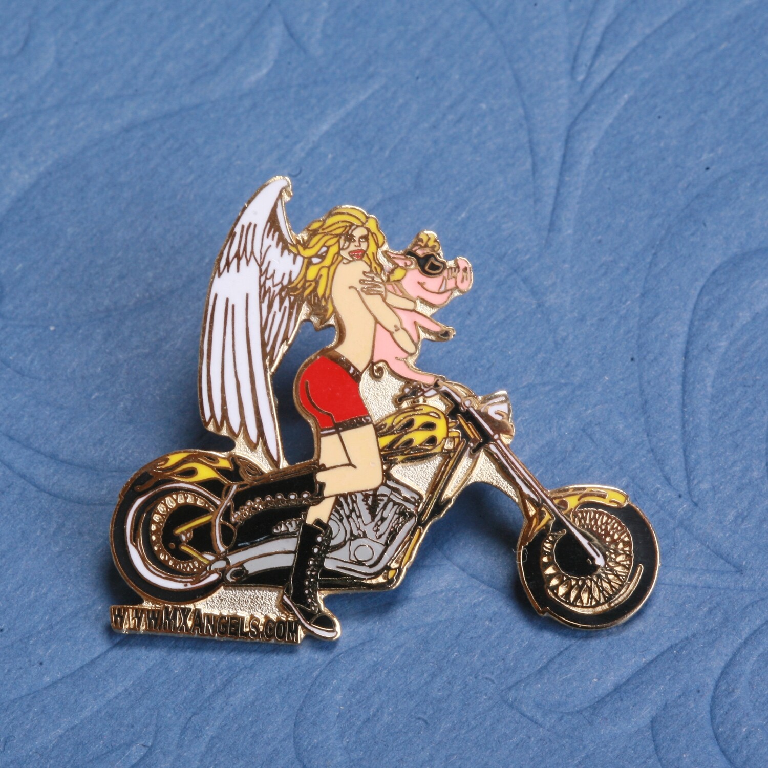 Gloria The Guardian Motorcycle Angel 
Pin