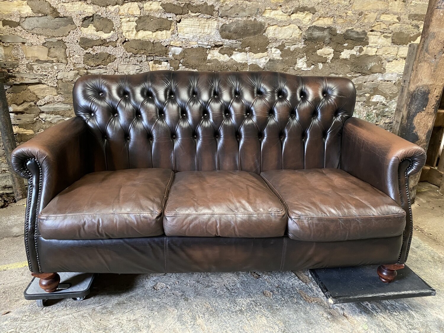 Thomas Lloyd Brown Leather Chesterfield Sofa