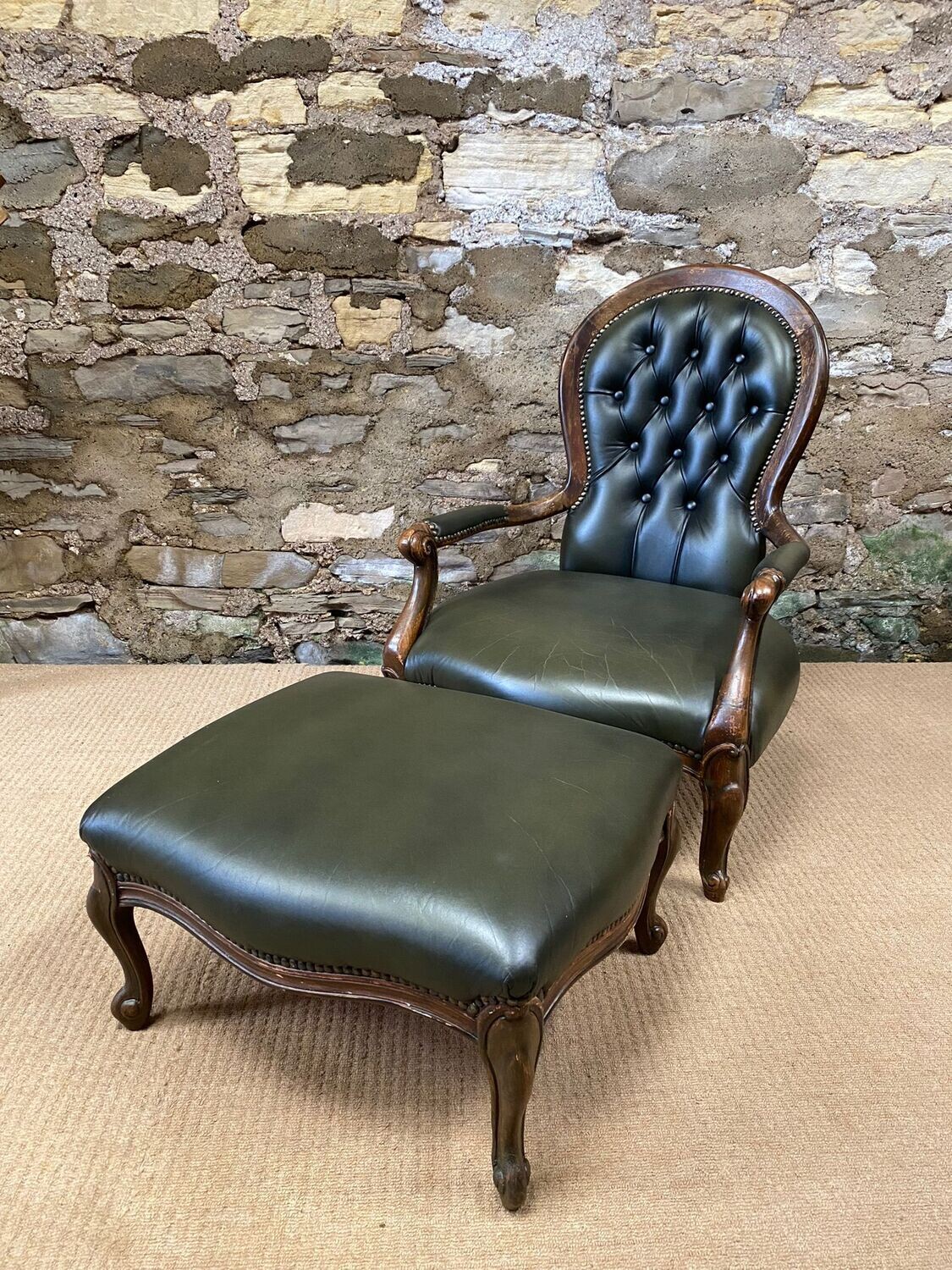 antique chair and footstool