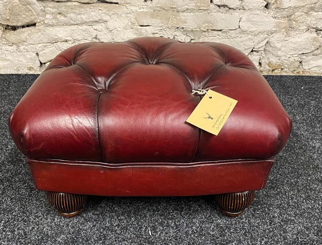 Tetrad Oskar Small Leather Footstool oxblood LEATHER