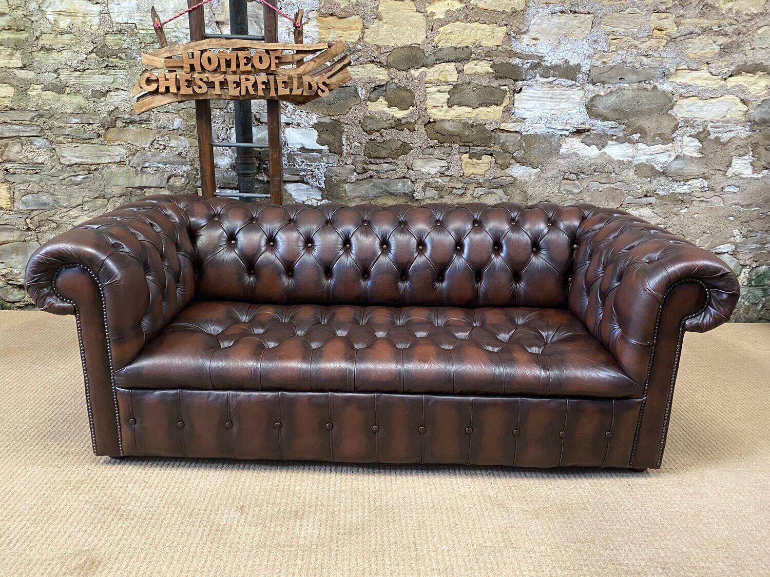 Brown Chesterfield 3 seater Sofa
