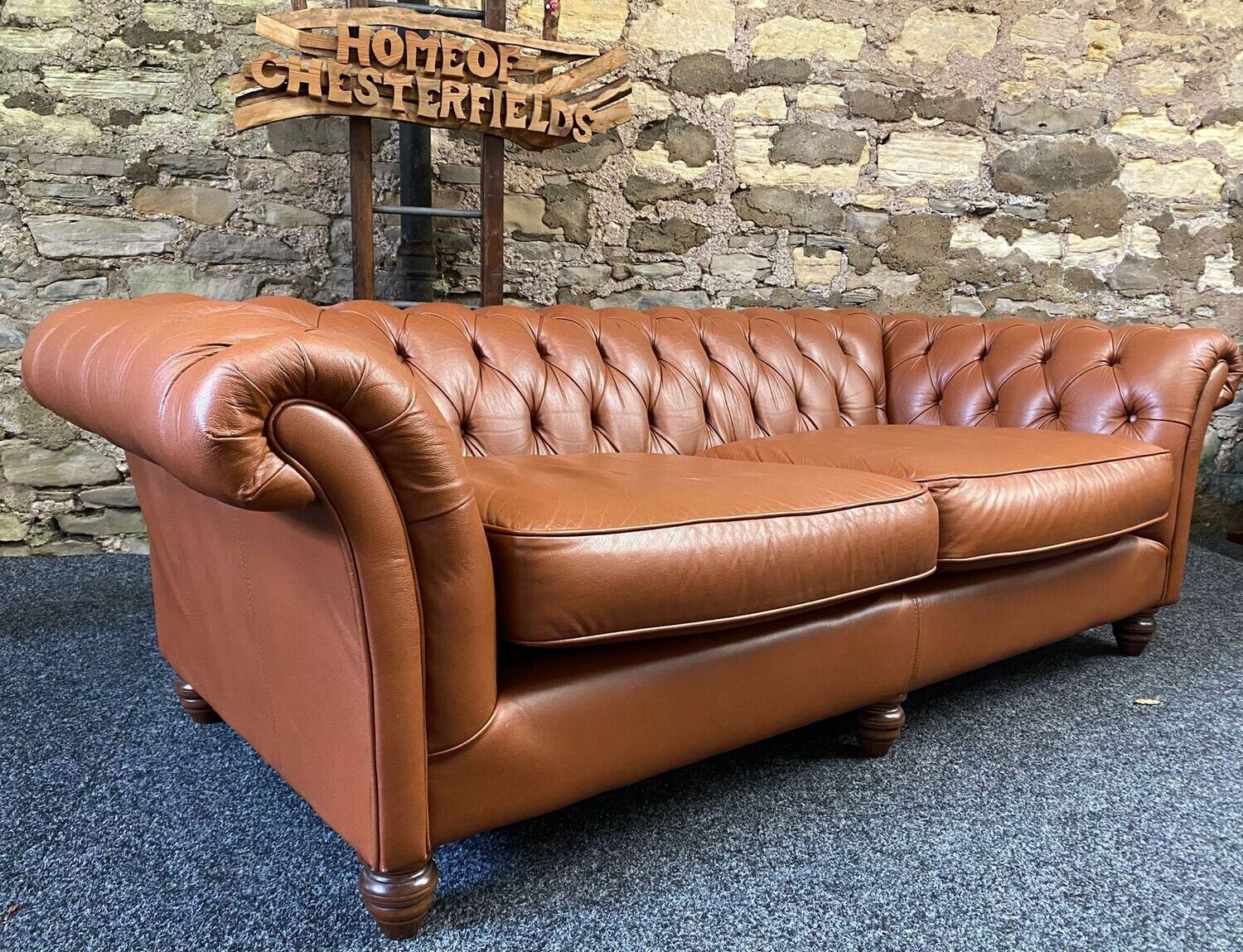 Thomas Lloyd Chesterfield 3 seater Sofa Tan Leather
