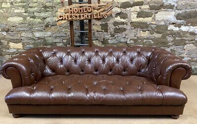 TETRAD DRUMMOND Chesterfield 3/4 SEATER SOFA BROWN LEATHER