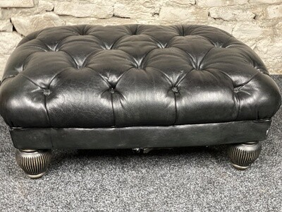 TETRAD OSKAR Large Leather Footstool Black