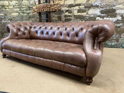 Chesterfield 3 seater Sofa Tan Leather