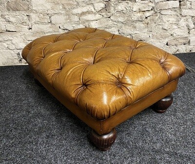 TETRAD OSKAR Large Tan Leather Footstool