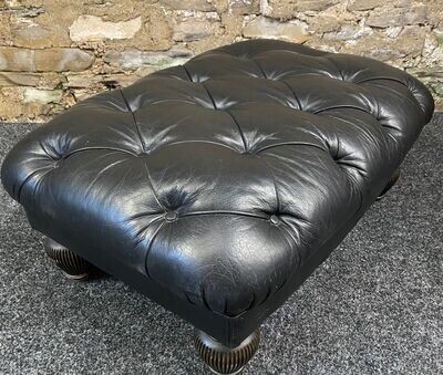 TETRAD OSKAR Large Black Leather Footstool
