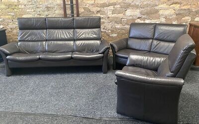 Himolla Cumuly 3 seater sofa Black Leather 2 seater Fixed Sofa and Fixed Armchair