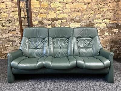 Himolla Cumuly Recliner 3 seater sofa Green Leather