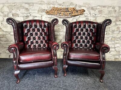 Queen Anne Wingback Thomas LLoyd Armchair Oxblood Leather