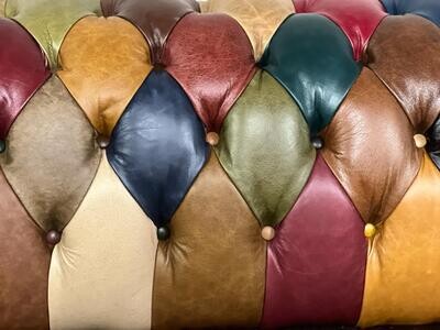 Traditional Chesterfield Club Chair Warm Patchwork