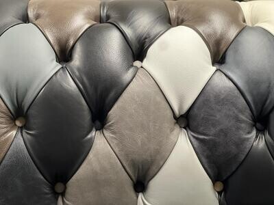 Traditional Chesterfield Club Chair Grey Patchwork