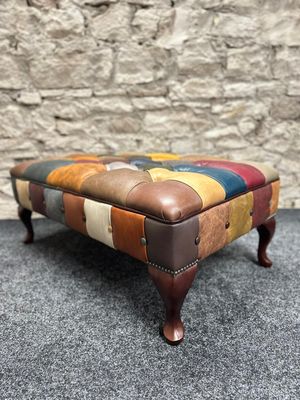 Chesterfield Footstool Harlequin Warm Patchwork