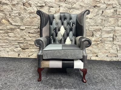 Queen Anne Chair Harlequin grey Patchwork