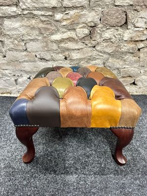 Chesterfield Footstool Harlequin Warm Patchwork