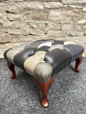 Chesterfield Footstool Harlequin Grey Patchwork