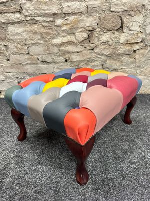 Chesterfield Footstool Harlequin Bright Patchwork
