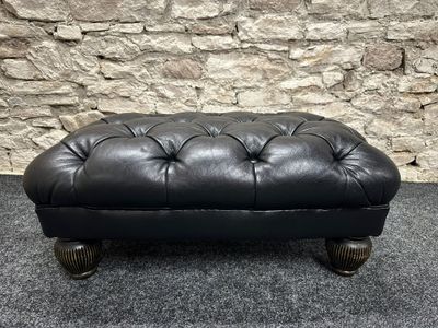 TETRAD OSKAR Large Black Leather Footstool