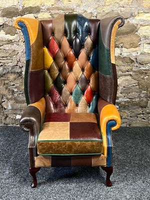 GRANDE Queen Anne Chair Harlequin Warm Patchwork