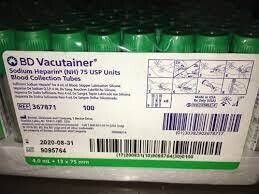 BD Vacutainer® Sodium Heparin Tubes 4ml