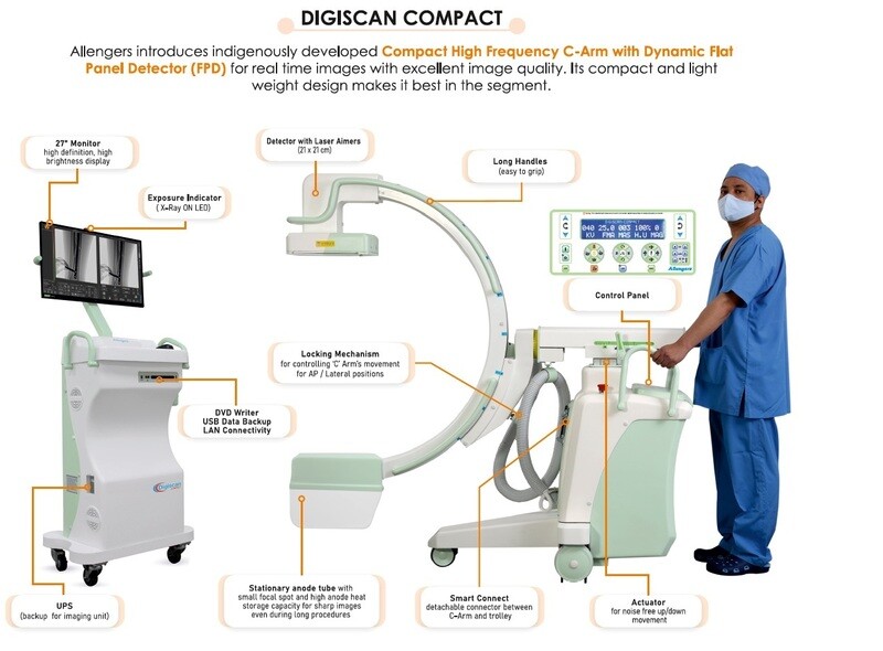 ALLENGERS DIGISCAN COMPACT HIGH FREQUENCY C- ARM WITH DYNAMIC FLAT PANEL DETECTOR (FPD)