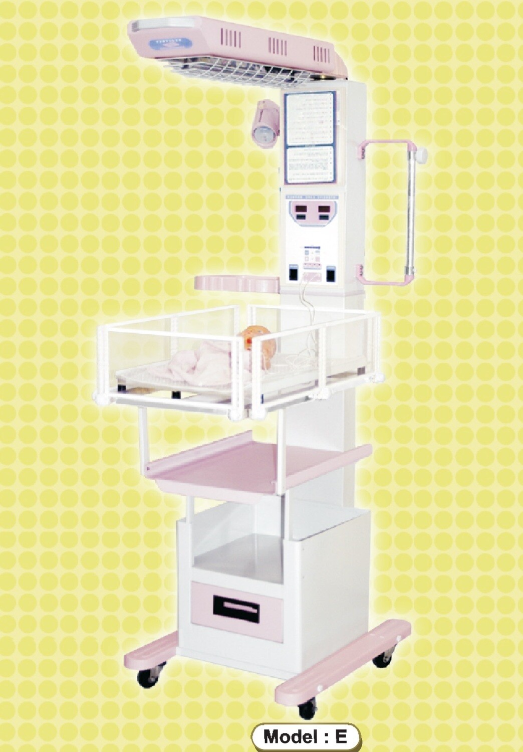 Intensive Care Radiant Heat Warmer-Servo Controller with fixed cradle &amp; single drawer