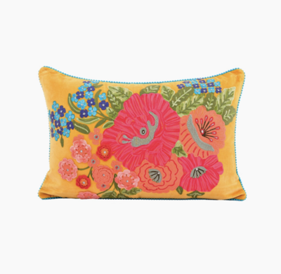 Yellow Velvet Flower Pillow