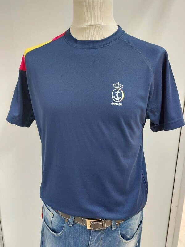Camiseta técnica con el nuevo escudo de la  Armada, color azul marino