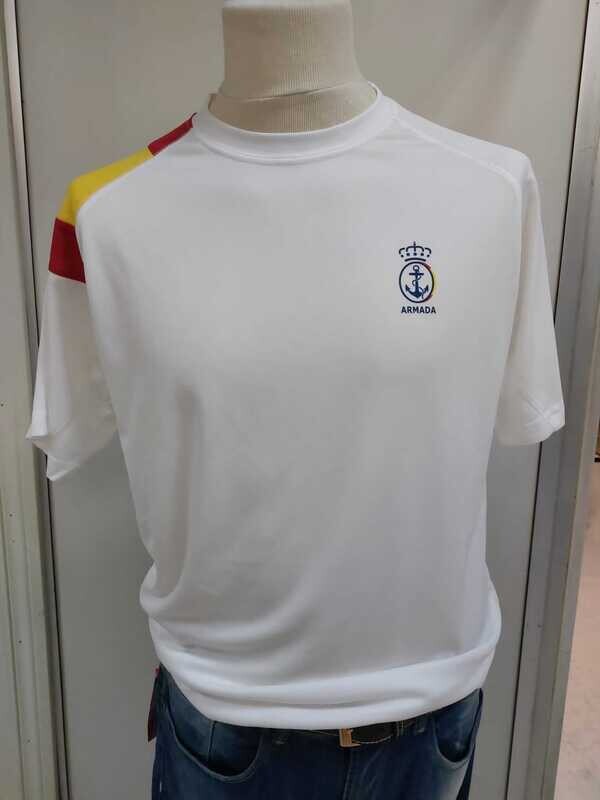 Camiseta técnica con el nuevo escudo de la  Armada en color blanco