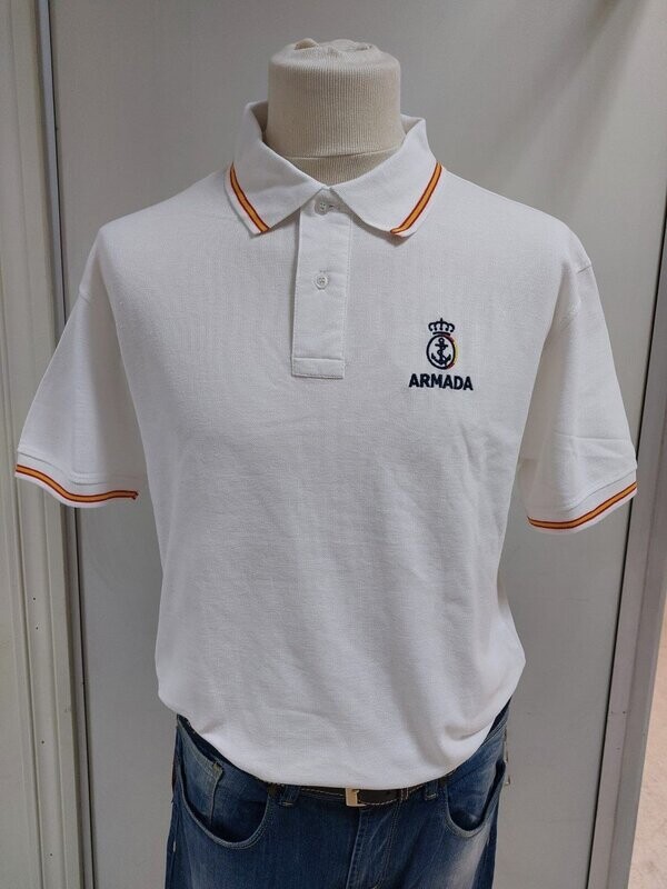 Polo Hombre  nuevo escudo Armada color blanco