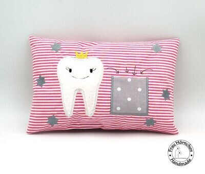Zahnfee Kissen pink weiß gestreift