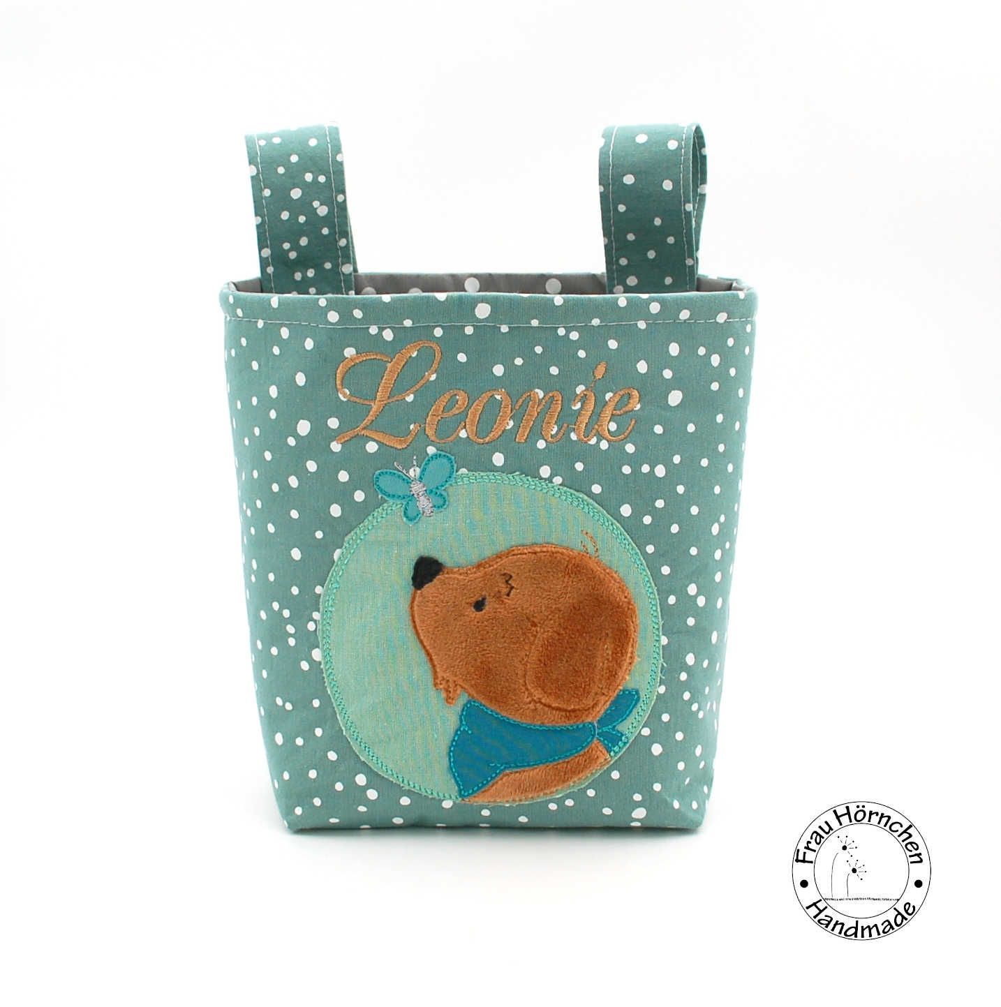 Lenkertasche Hund mit Schmetterling grün