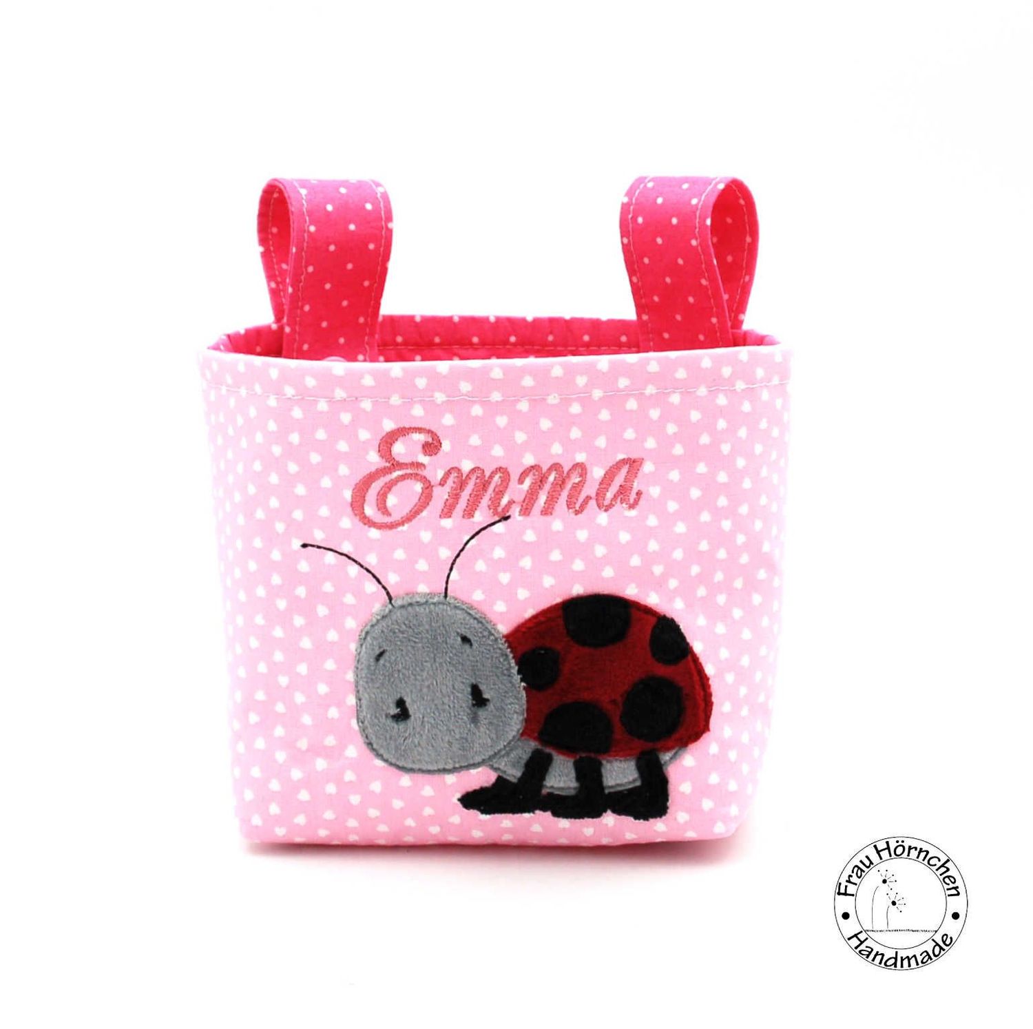 Lenkertasche Marienkäfer auf rosa Herzchen