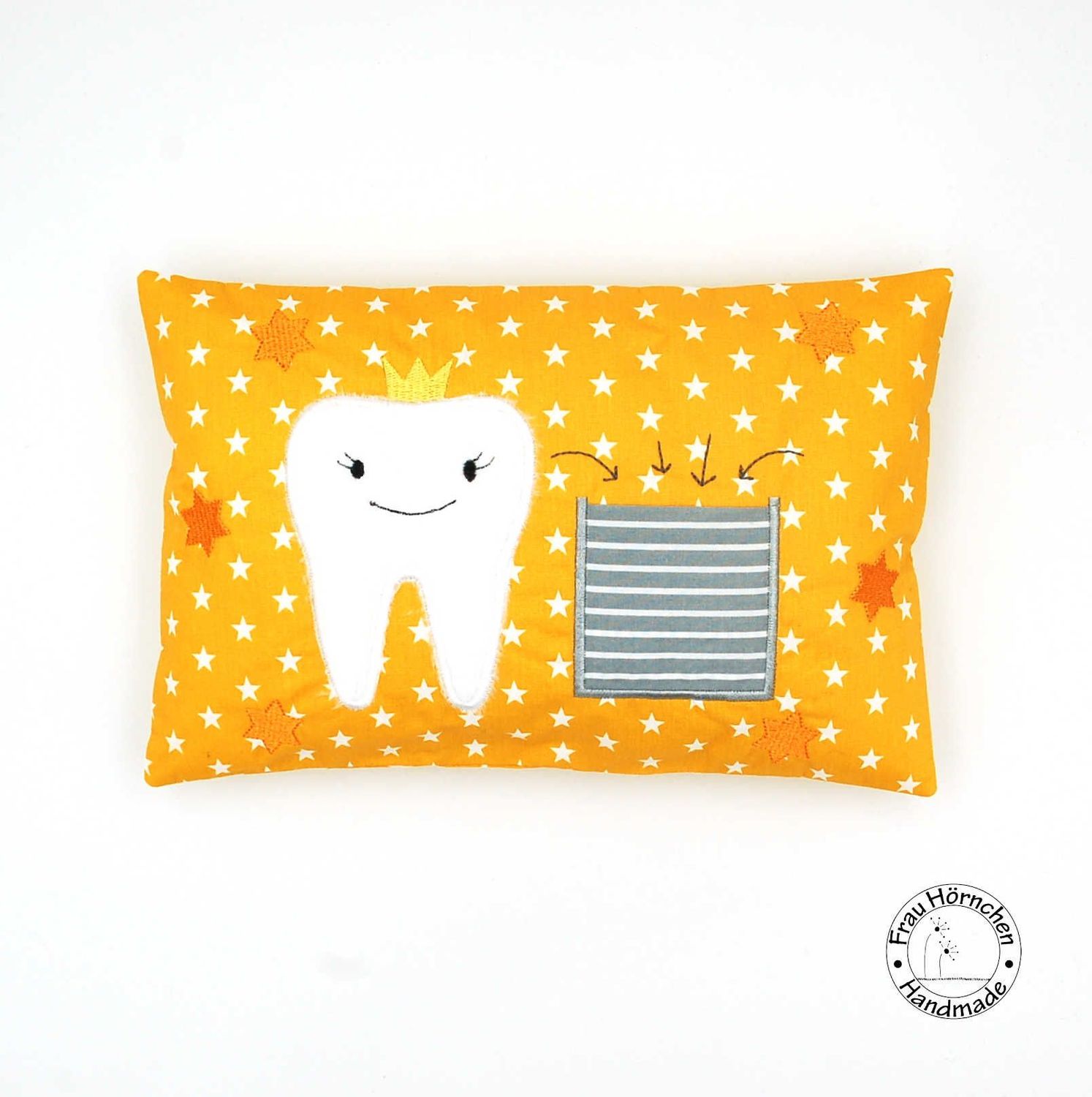 Zahnfee Kissen Sterne auf Senfgelb