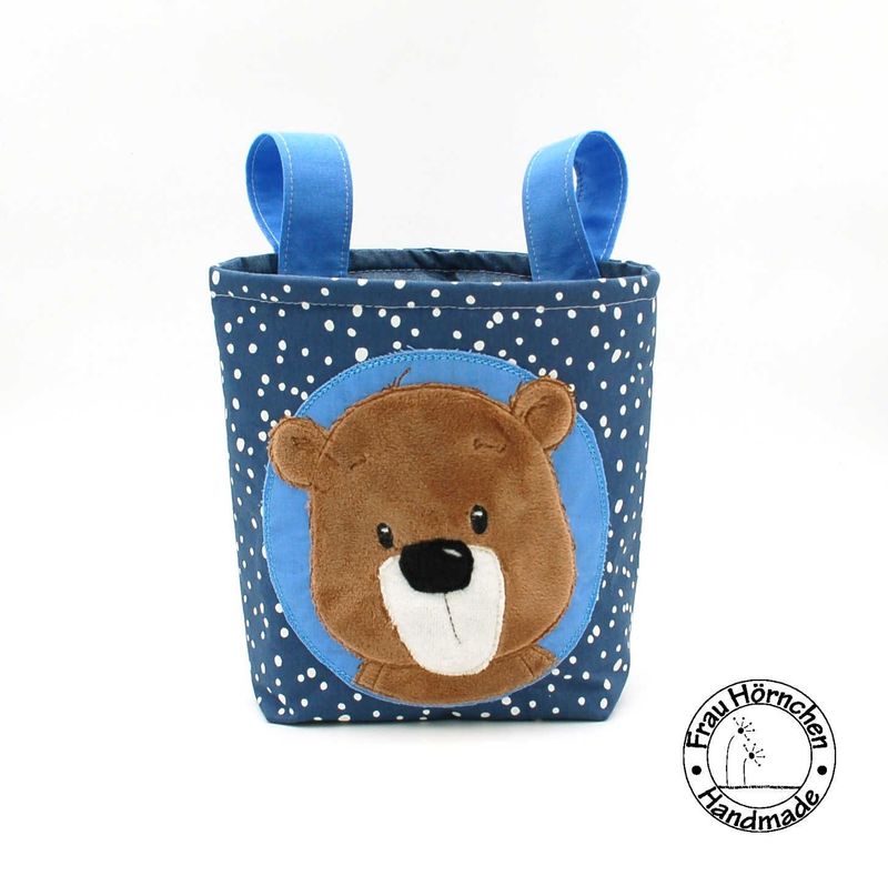 Lenkertasche Teddybär auf blau