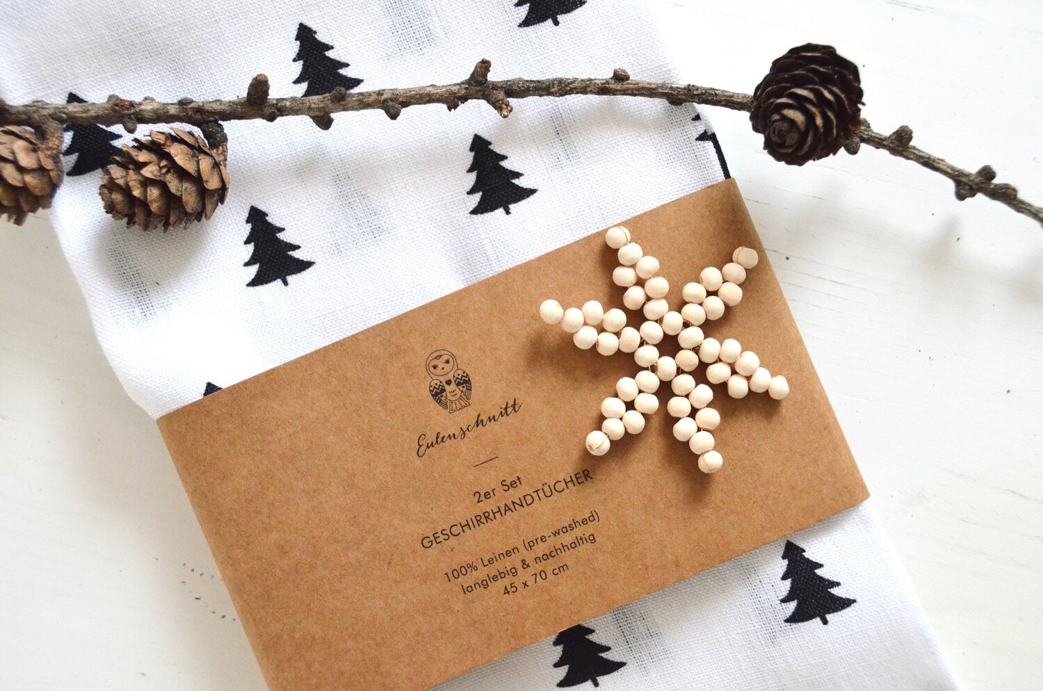 ​Leinen Geschirrtücher Tannen von Eulenschnitt, 2er Pack
