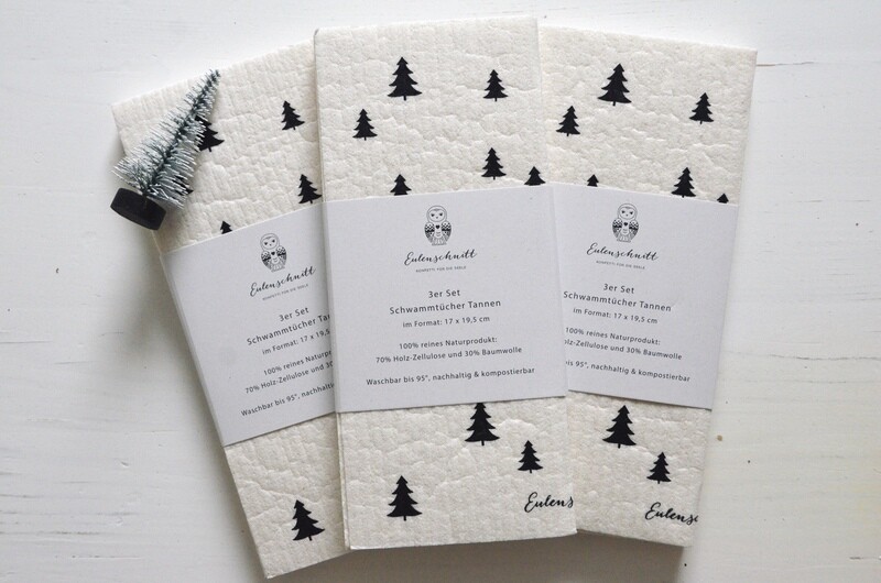 Schwammtücher „Tannenbäumchen“ von Eulenschnitt, im 3er Set
