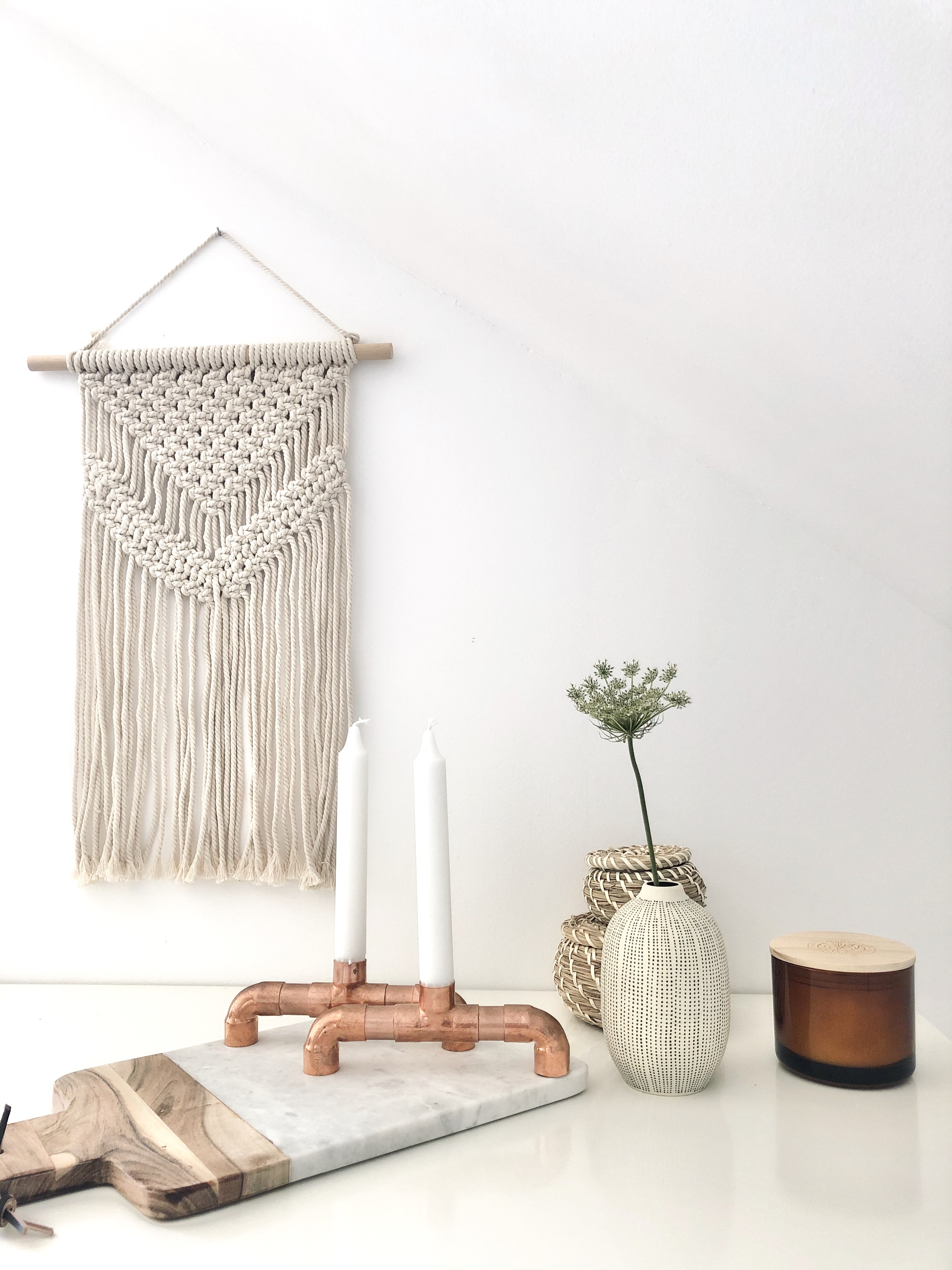 Kupferrohr Kerzenhalter (mit Kerze)